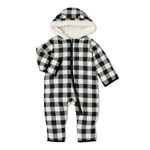 WONDER NATION Baby Unisex Winter Gingham Snowsuit/Pram 6-9 Months. NWT
